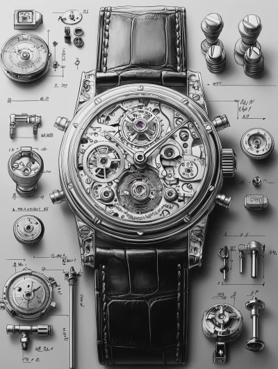 Exploded View of Mechanical Watch