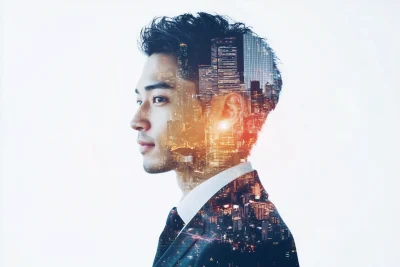 Double Exposure Businessman