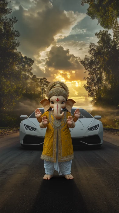 Majestic Lord Ganesha in Ethereal Environment