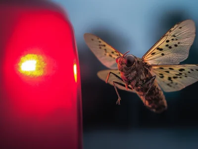 Night Moth on Red Light