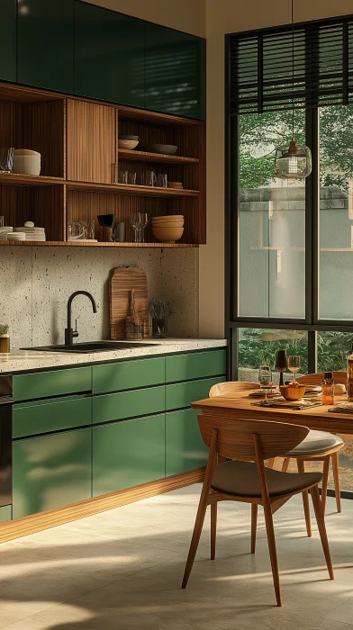 Elegant Integrated Kitchen and Dining Room