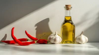 Gourmet Ingredients on White Table