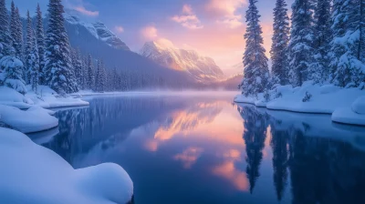 Snowy Lake Landscape