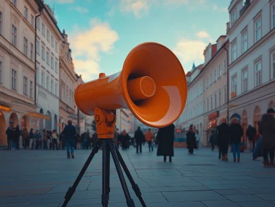 Orange Megaphone on Tripod