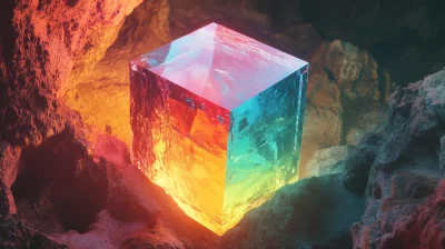 Colorful Rainbow Cube Crystals