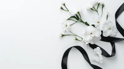 Black Ribbon and White Flower