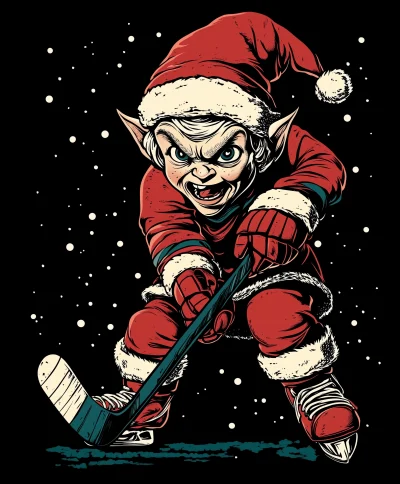 Christmas Elf Hockey T-shirt Design