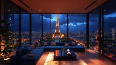 Midnight View of Paris Apartment