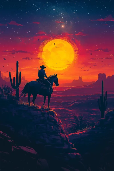 Cowboy at Sunset