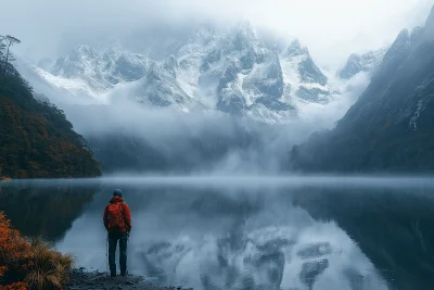 Mountain Reflection in the Mist