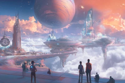 Futuristic City in the Clouds of Jupiter