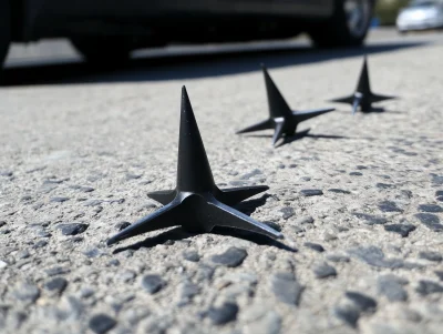 Road Spikes on Concrete