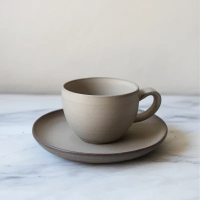 Grey Earthenware Coffee Cup