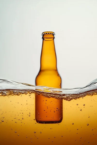 Floating Yellow Glass Beer Bottle