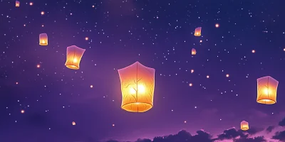 Night Sky with Floating Lanterns