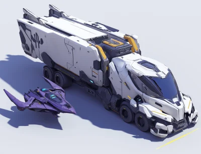 Futuristic Truck and Spacecraft