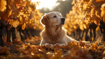 Peaceful Vineyard Dog