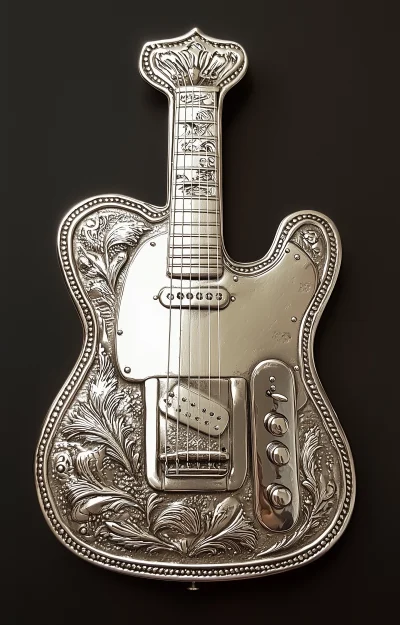 Ornate Silver Fender Guitar