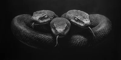 Three Headed Snake Charcoal Sketch