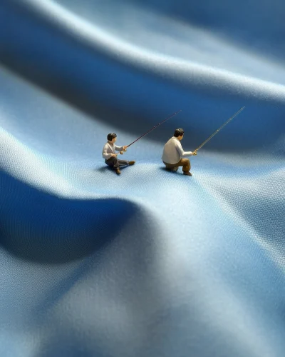 Whimsical Miniature Fishing Scene