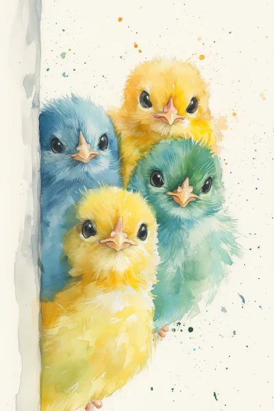 Charming Watercolor Chickens