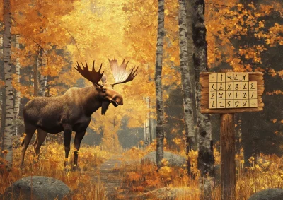 Moose in Autumn Forest