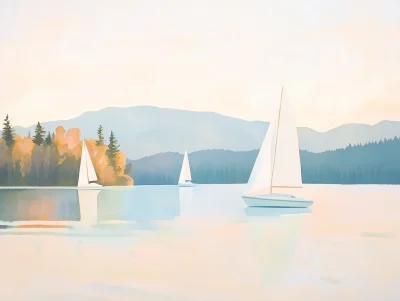 Autumn Sailboat on the Lake