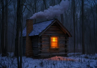 Moonlit Hunting Cabin