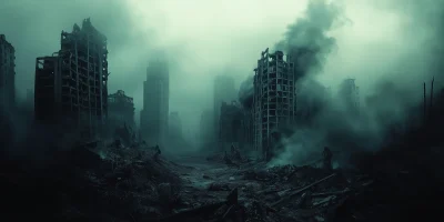 Silhouette of a Destroyed City