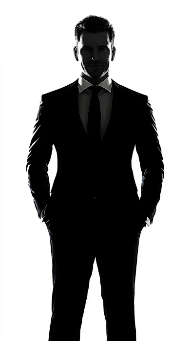 Smiling Man in Suit Silhouette