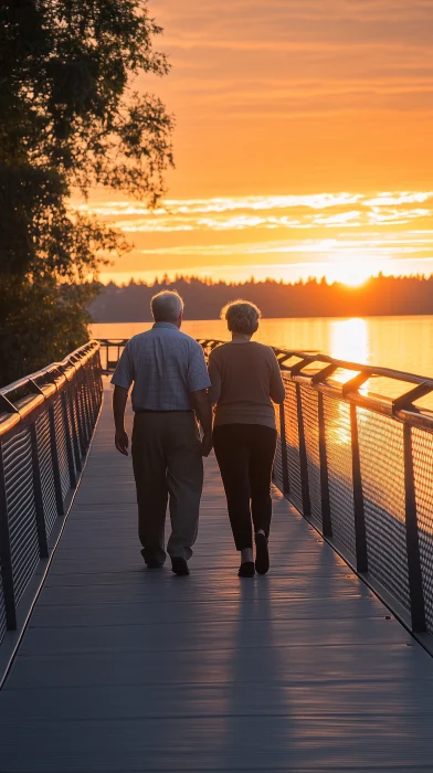 Elderly Couple at Sunset