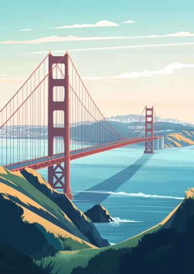 Golden Gate Bridge Illustration