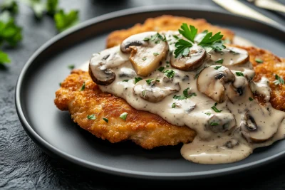 Schnitzel in Mushroom Cream Sauce