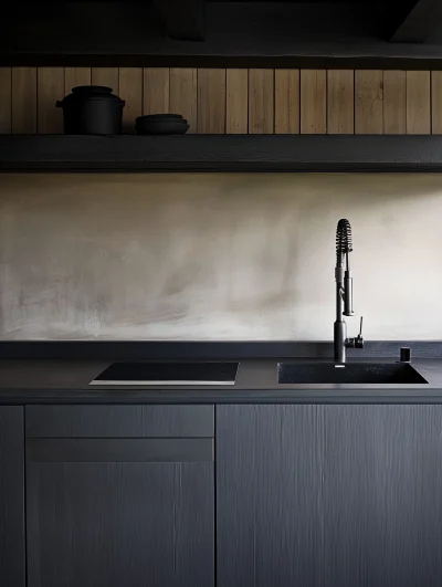 Earthy Limewash and Black Wood Kitchen