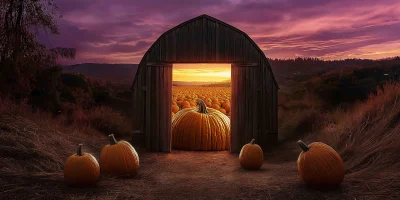 Surreal Barn and Pumpkin Valley