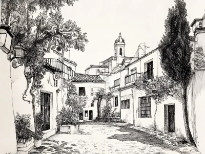 Andalusian Old Town in Pen Style