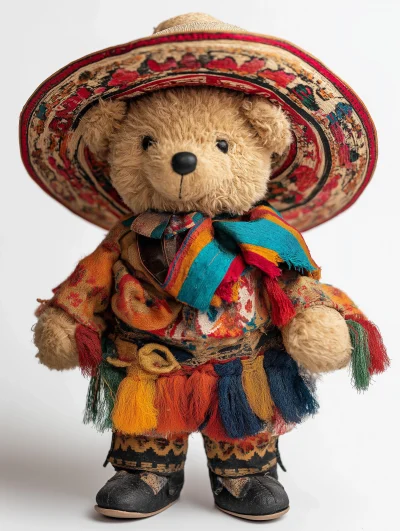 Vintage Teddy Bear in Mexican Attire