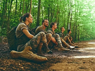 French Soldiers in Nature