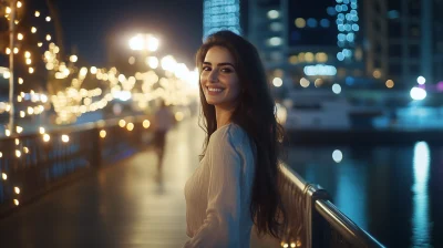 Smiling Woman on Dubai Bridge