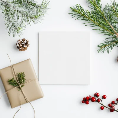 White Christmas Greeting Card Mockup