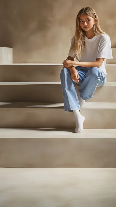 Little Girl on Stairs