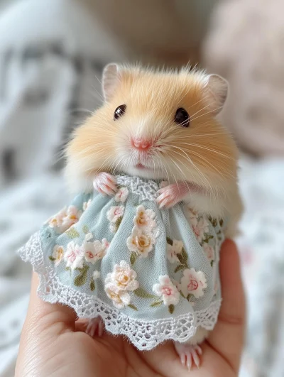 Fluffy Hamster in Dress