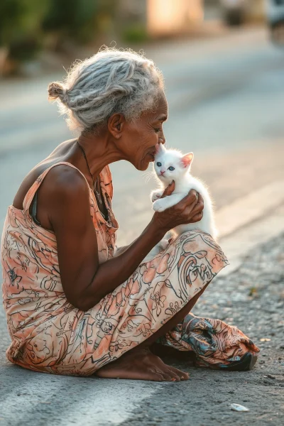 Haitian Woman with Kitten