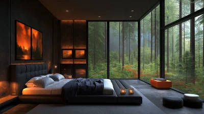 Modern Forest View Bedroom