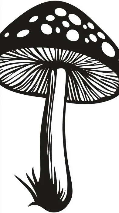 Black and White Mushroom Vector