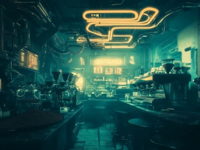 Futuristic Coffee Shop Interior