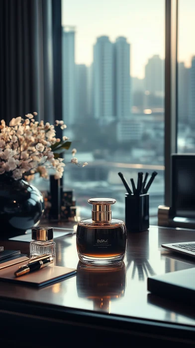 Sophisticated Perfume in Modern Office