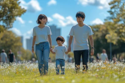 Japanese Family in the Park