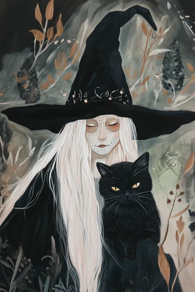 Witch with Black Cat