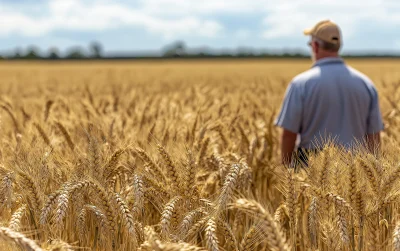 Wheat Field with Farmer